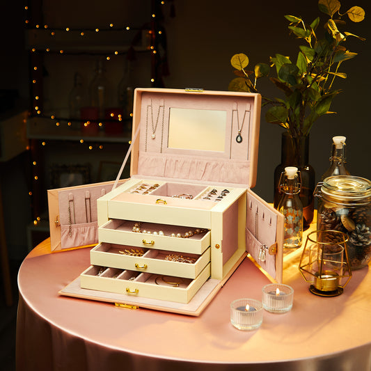 Jewellery Box, Pink/Black/Grey Color, Classic Design