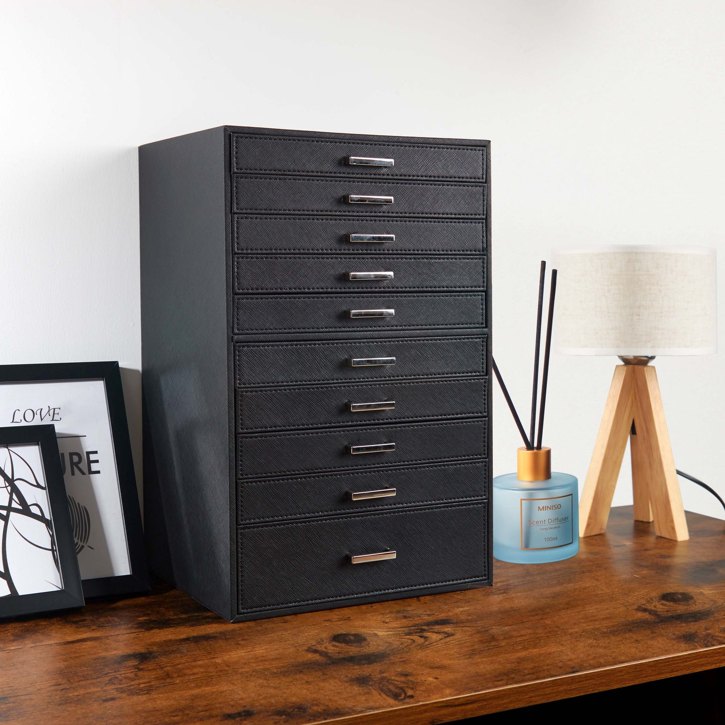 Jewelry Box, Pink/Black/White Color, Large Storage Space, Multi Movable Wide Drawers