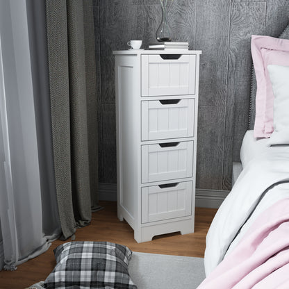 Simple Bathroom Cabinet, White Color, Single Raw and 4 Drawers