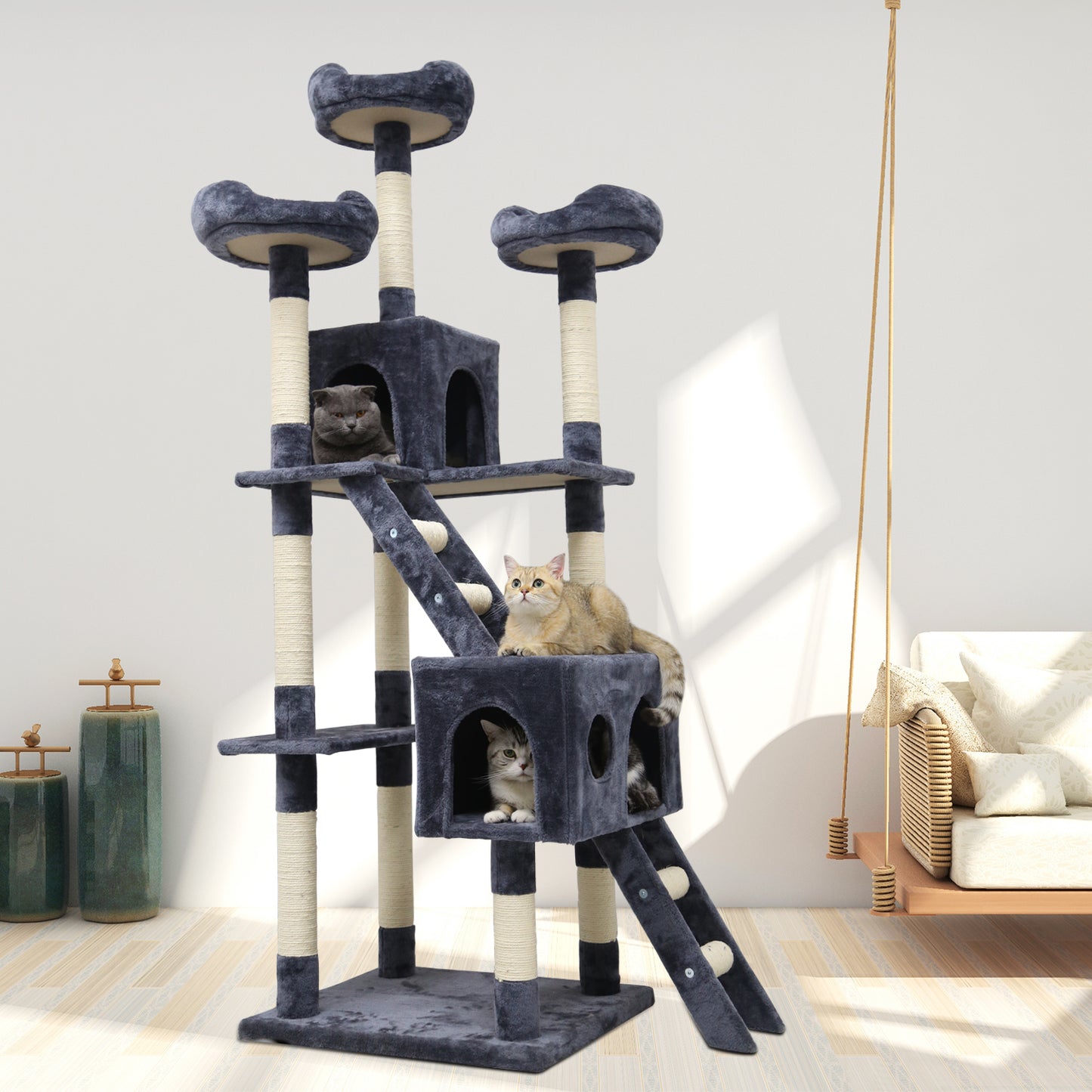Cat Scratching Tree, Large Size, with Ladders and Looking Platforms