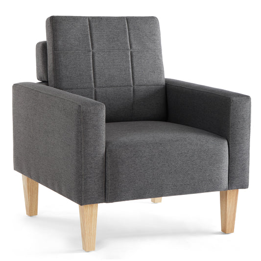 Modern Armchair, Dark Grey Color, Solid Wood Frame Inside