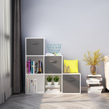 6 Cubes Bookcase, White Color, Trapezoid Storage Unit