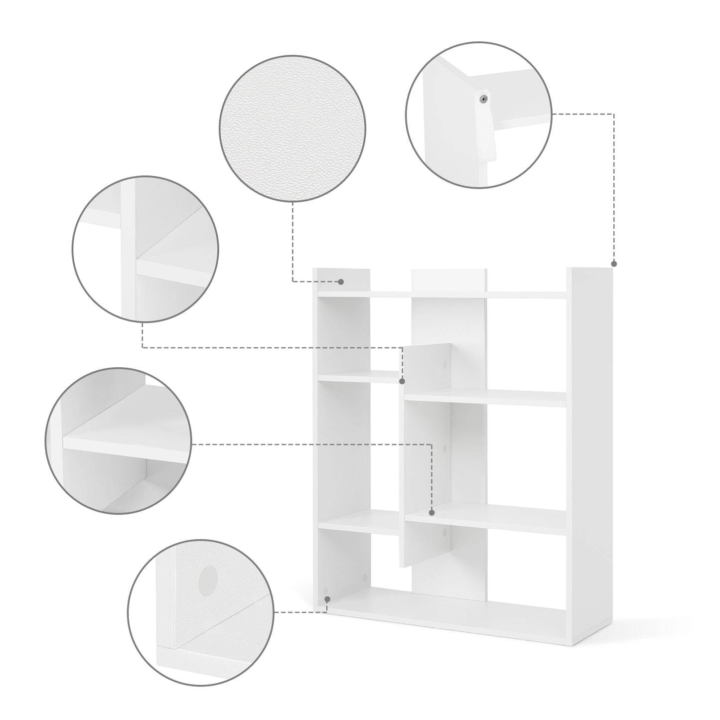 Bookshelf, Bookcase with 4-Tier Display Shelves Modern Wooden