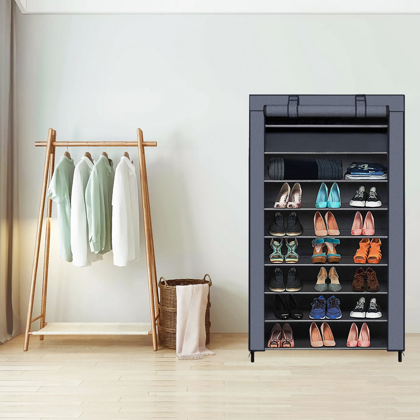 Non-woven Fabric Foldable Shoe Rack,  Single Raw and Multi-layer