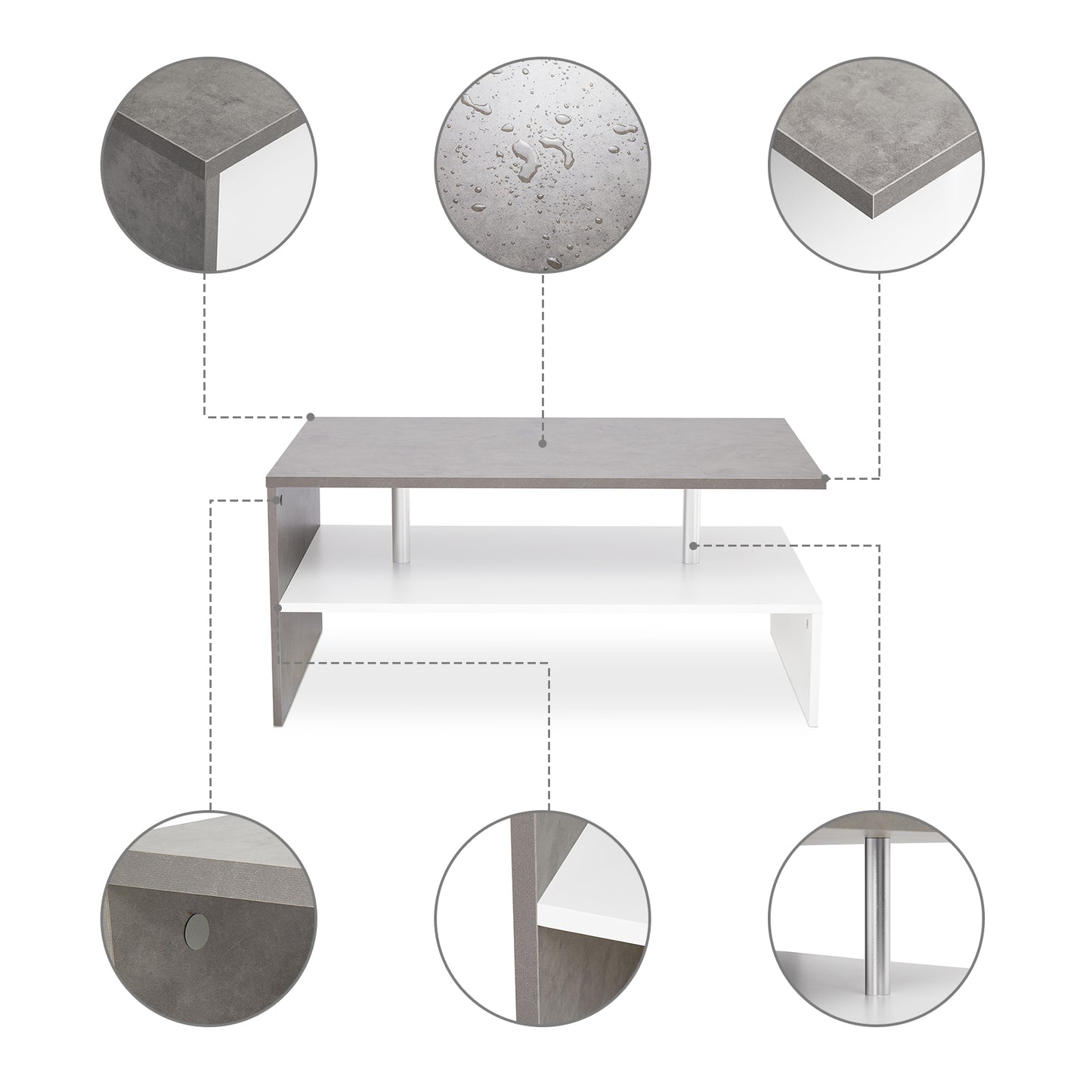 Coffee Table Sofa Side Table End Side Table with Shelf