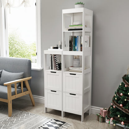 Simple Bathroom Cabinet, White Color, The Upper Open Space, 2 Drawers