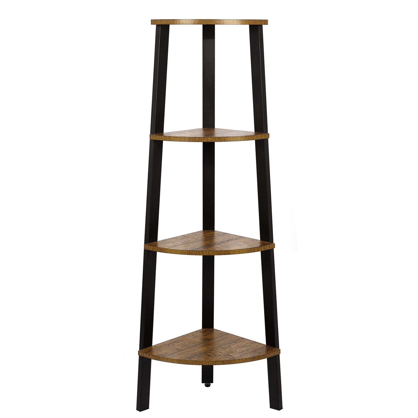 Corner Ladder Shelf, Antique Wood Grain Color, Four-layer Open Design