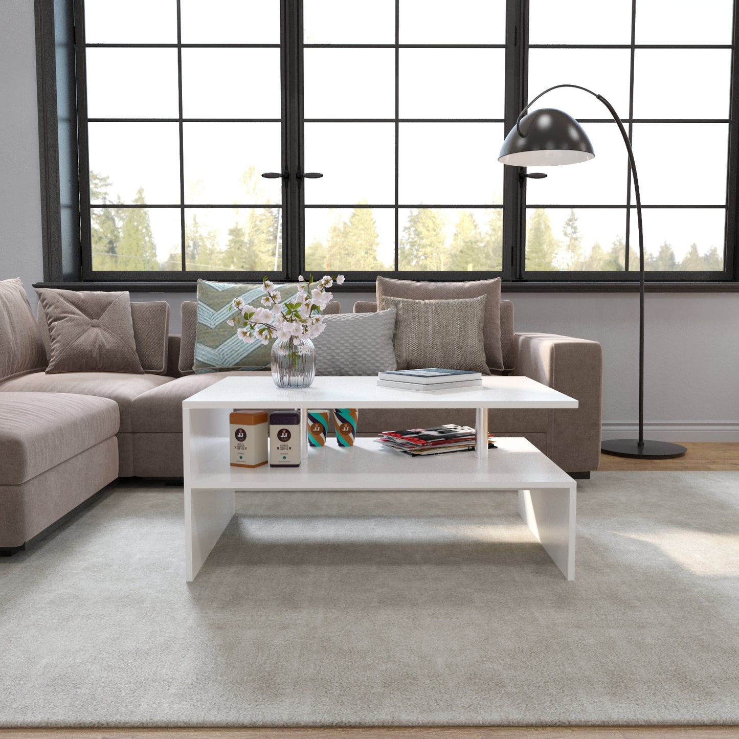 Coffee Table Sofa Side Table End Side Table with Shelf