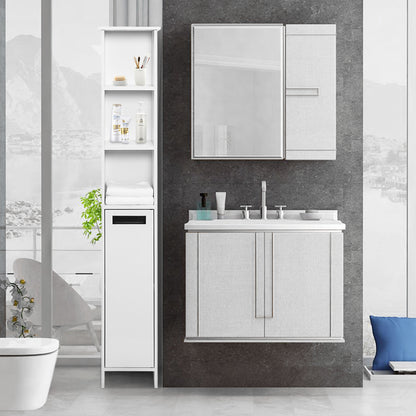 High Bathroom Cabinet, White Color, Single Raw, 3 Storage Shelves