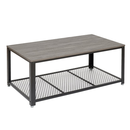 Retro Industrial Coffee Table, Antique / Warm Grey Wood Grain Color