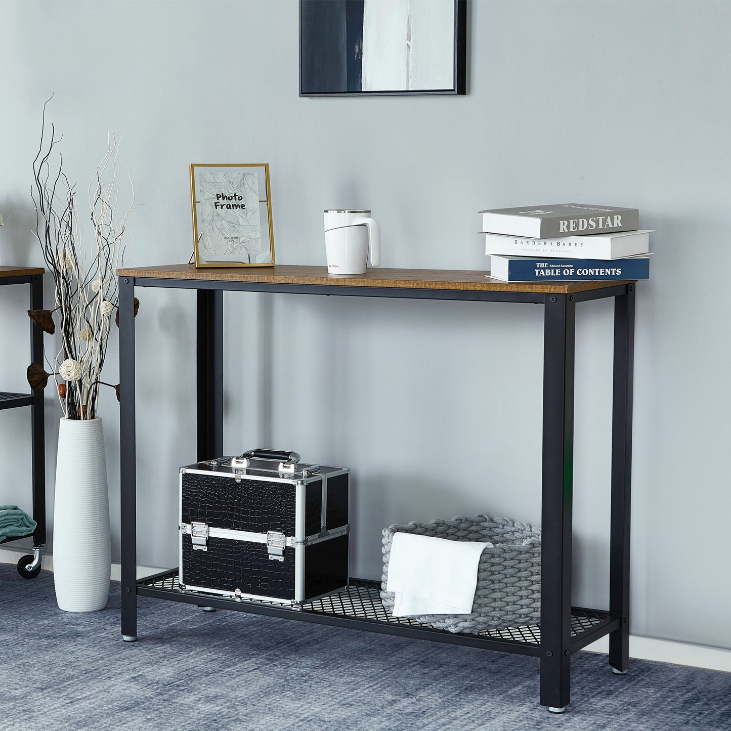Retro Industrial Console Table, with Non-slip Adjusted Feet