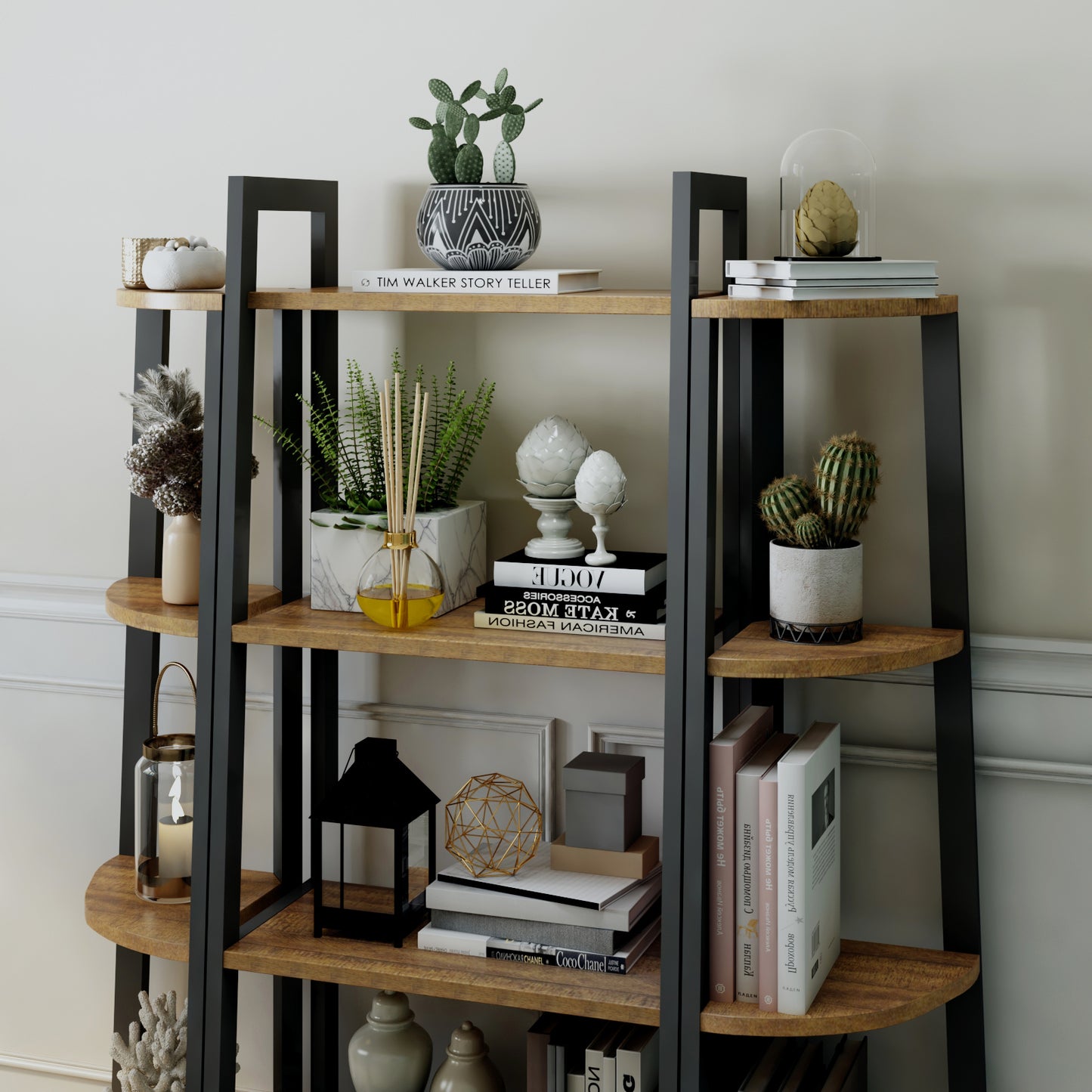 Multi-functional Ladder Shelf, Antique Wood Grain Color