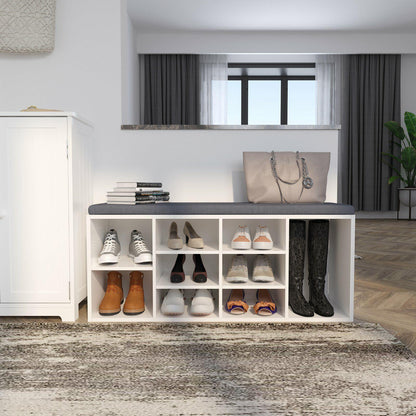 Modern Shoe Bench in Grey/ White Color, Organizer Unit