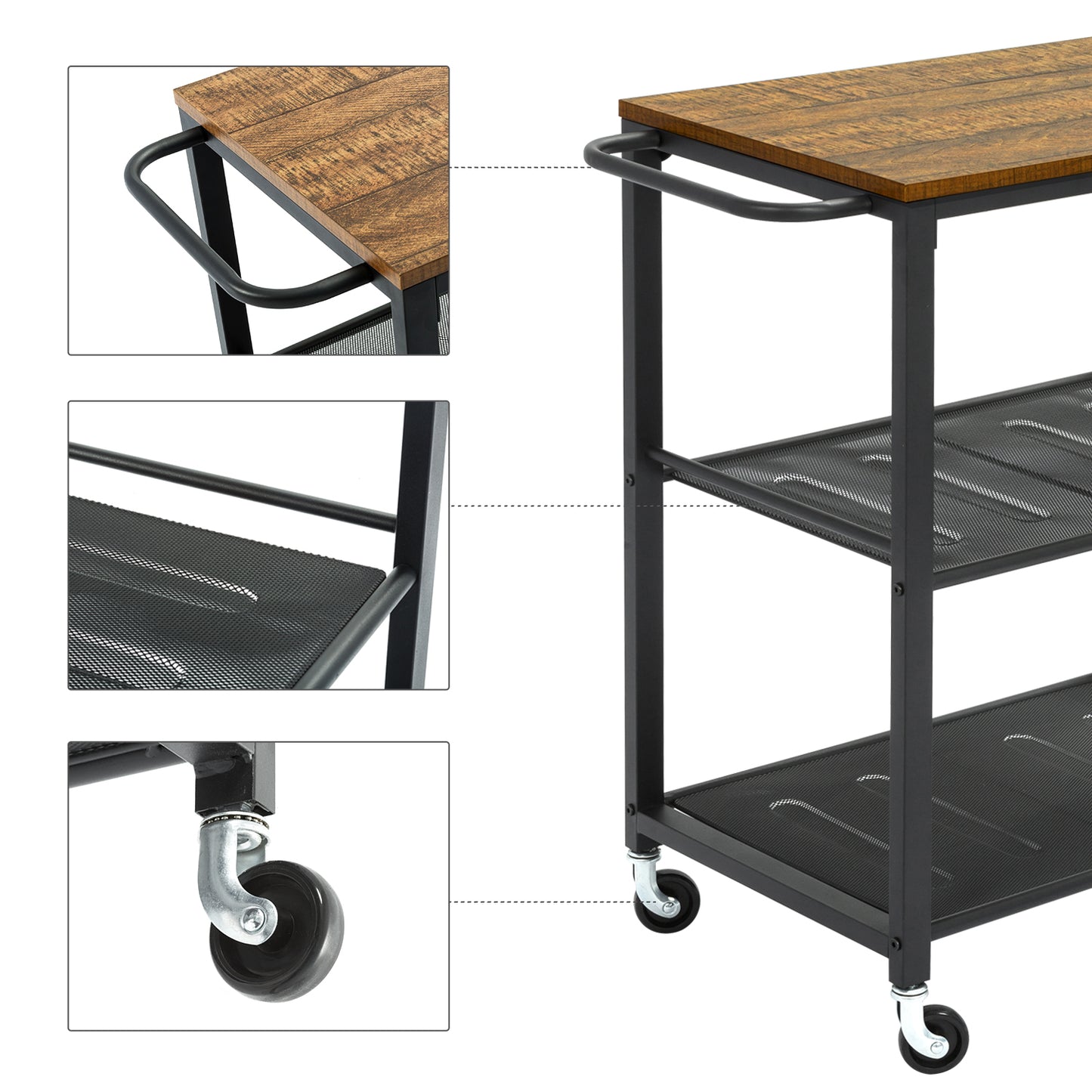 Large Storage Capacity Trolley, with Wheels and Handrails