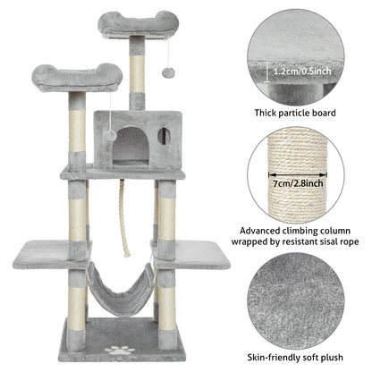 Cat Scratching Tree, Middle Size, with Looking Platforms and Hammock