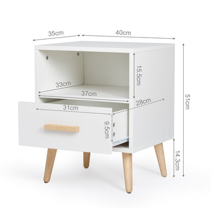 Modern Storage Cabinet, White Color, Single Storage Unit and Drawer