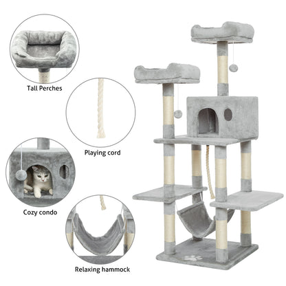 Cat Scratching Tree, Middle Size, with Looking Platforms and Hammock