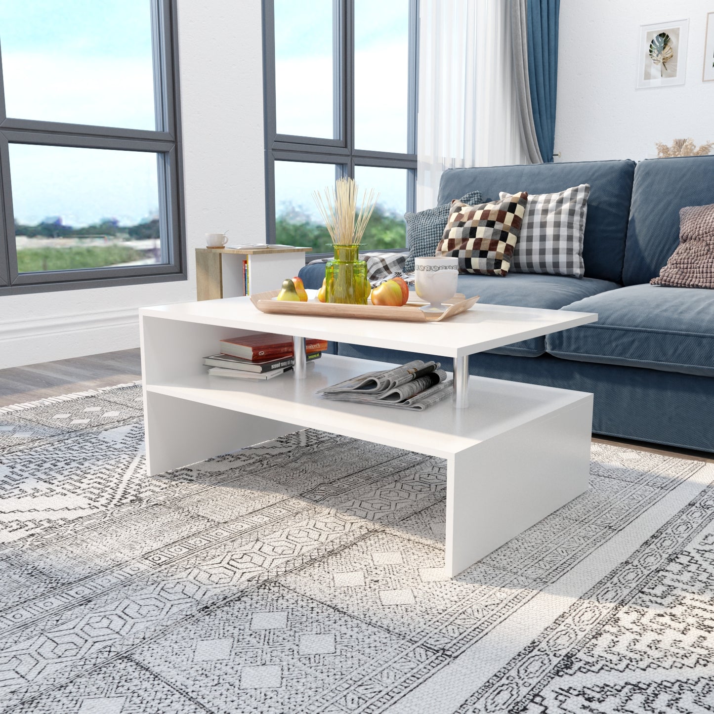 Coffee Table Sofa Side Table End Side Table with Shelf