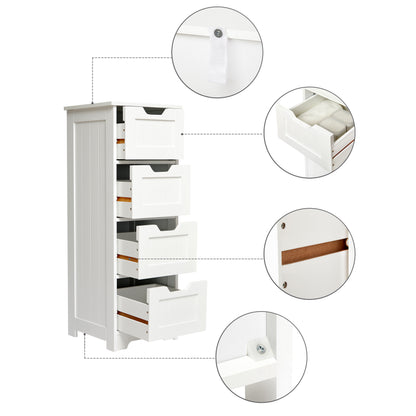 Simple Bathroom Cabinet, White Color, Single Raw and 4 Drawers