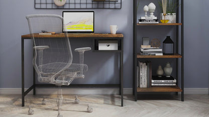 Retro Industrial Computer Table, Basic Type, with Storage Grid