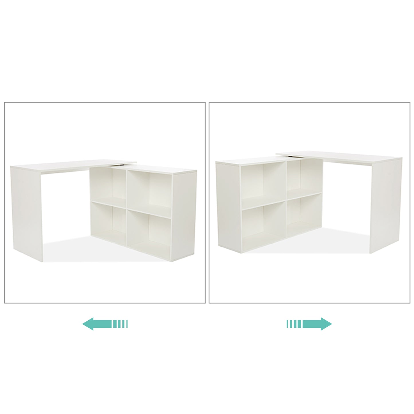 Mondeer L Shaped Desk, 41.7 Inch 360° Rotating Computer Desk with Storage Shelves for Study Home Office Living Room (White)