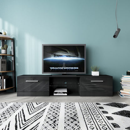 LED TV Cabinet, Black/White Color, Large Storage Space